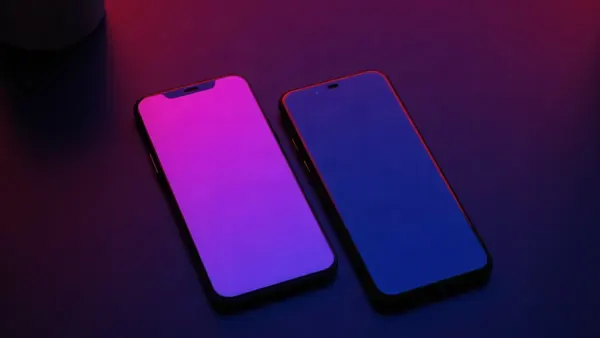 Dva různé smartphony vedle sebe na tmavém lesklém povrchu (ilustrace k článku)
